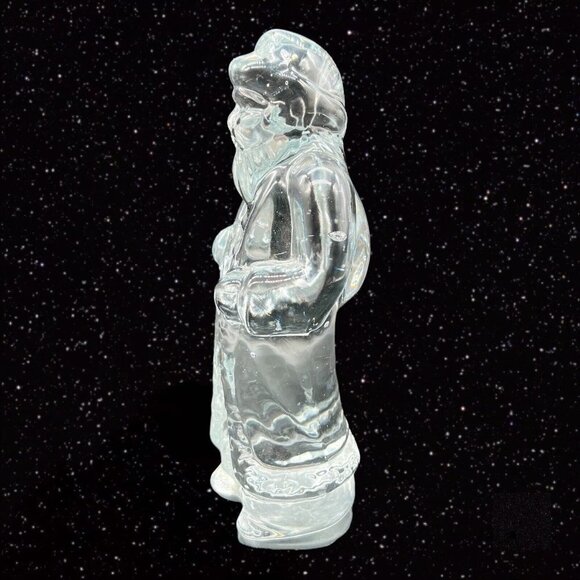 Vintage Art Glass Santa Claus Figurine Paperweight Clear Christmas 7”T 4”W - Picture 6 of 11